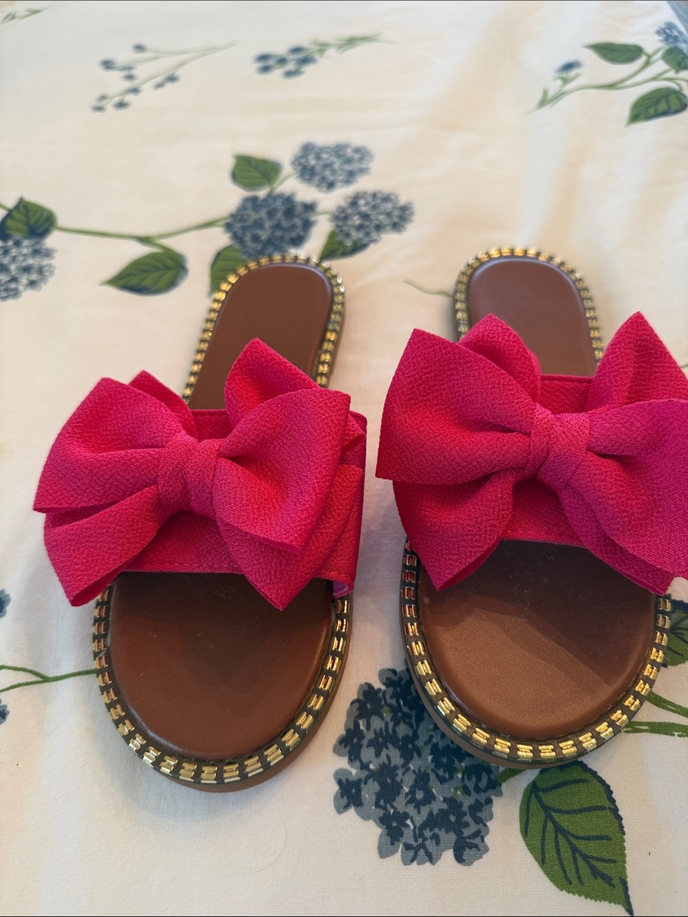 Amazon Girls Hot Pink Bow Slide Sandals